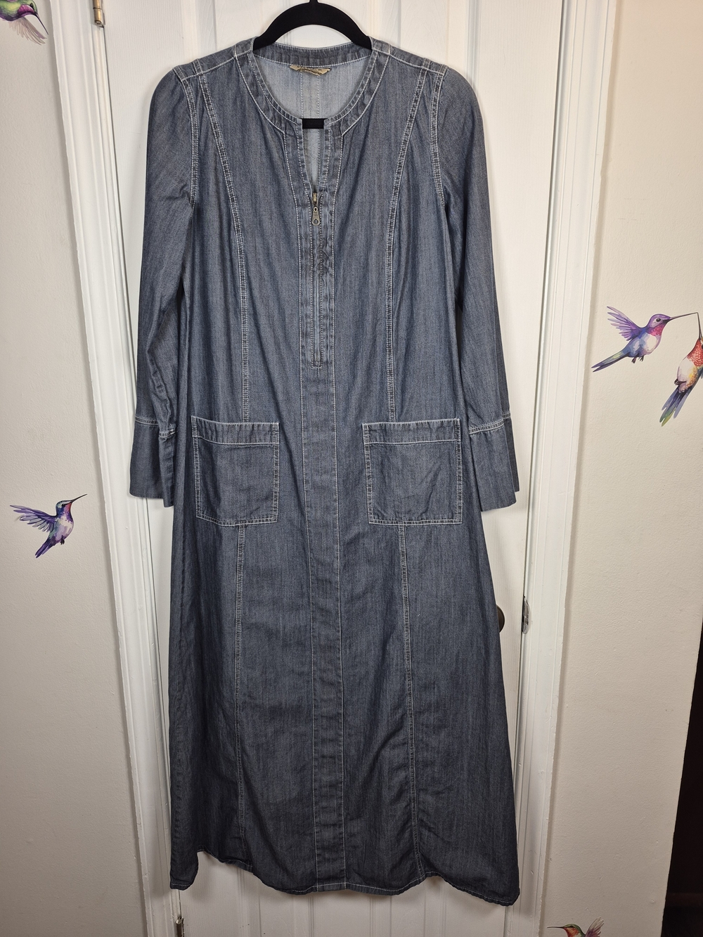 SHUKR Denim Abaya Maxi Dress Long Sleeve Modest Small